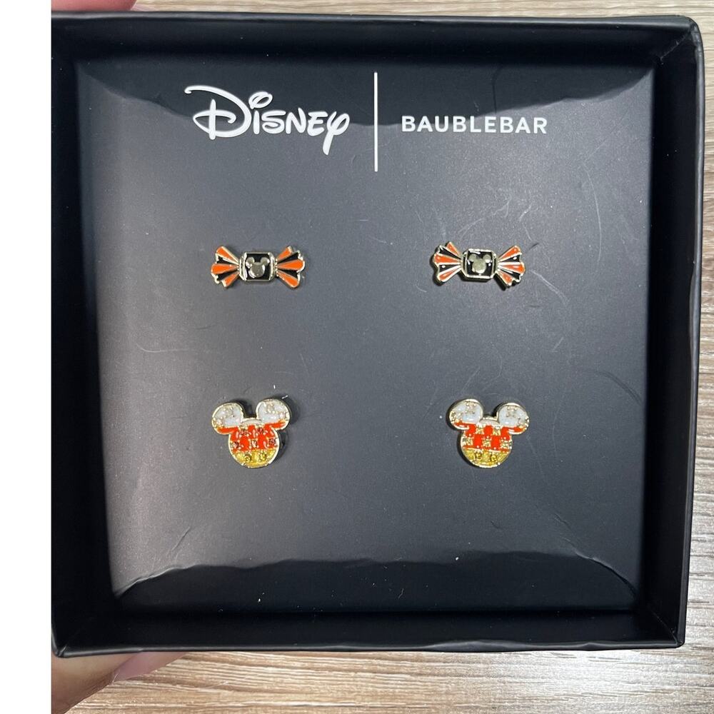 Disney Baublebar Mickey Mouse Halloween Candy Corn earrings 2 pairs NEW